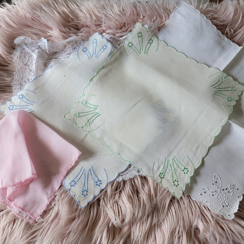 Lot of 5 Vintage Handkerchiefs